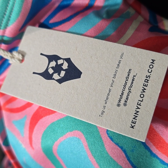 NWT WATERCOLOR BY KENNY FLOWERS CAP SLEEVE CROP BIKINI TOP.. #6410 - Picture 7 of 9